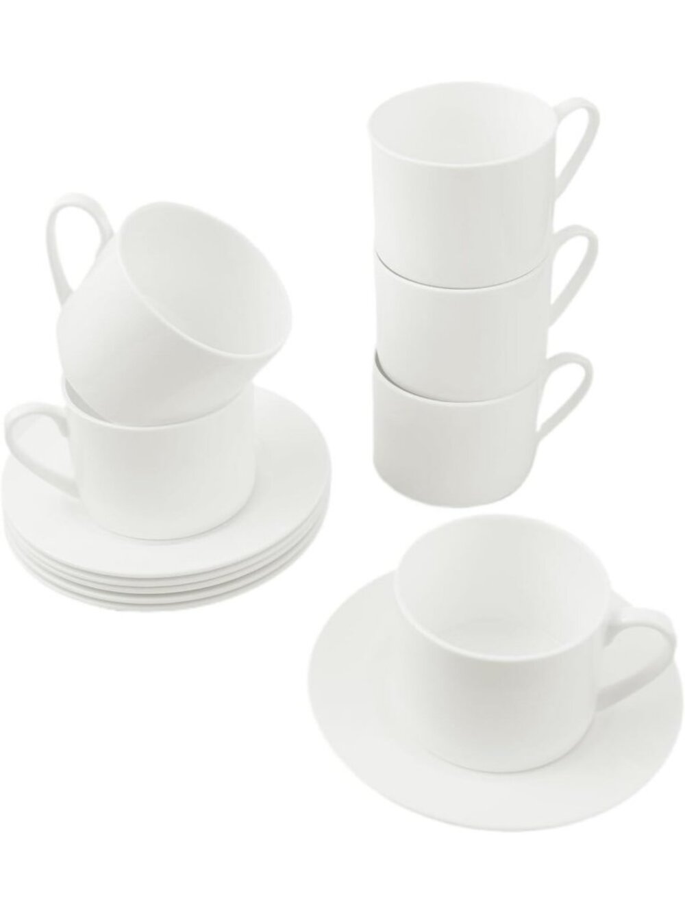 Elegant Bone China Tea Cup & Saucer Set of 6 - 9oz, Lightweight, Microwave